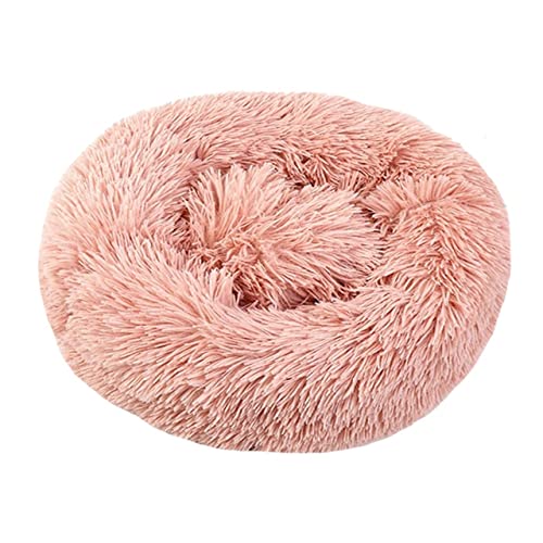 UKKO Haustierbett Runder Hundebett Lange Plüsch Haustierbetten Für Kleine Mittelgroße Haustiere Puppenmatte Kennel Couch Für Hunde Katzenkorb-Rose Red,40Cm Diameter Small von UKKO