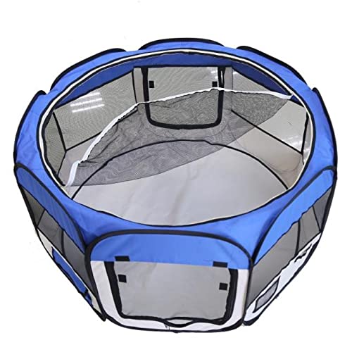 UKKO Haustierbox Hundehaus Tragbare Klapptier Zelt Achteckige Käfig Für Katze Zelt Laufstall Easy Operation Zaun Outdoor-Welpen-Kennel-Blue,125 X 125 X 61Cm,China von UKKO