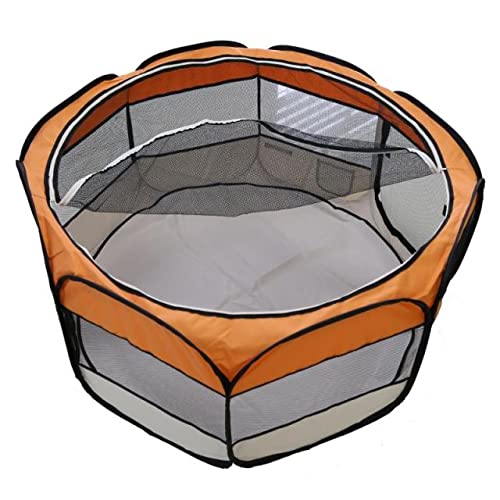 UKKO Haustierbox Hundehaus Tragbare Klapptier Zelt Achteckige Käfig Für Katze Zelt Laufstall Easy Operation Zaun Outdoor-Welpen-Kennel-Orange,125 X 125 X 61Cm,China von UKKO