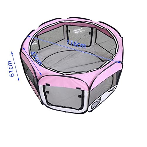 UKKO Haustierbox Hundehaus Tragbare Klapptier Zelt Achteckige Käfig Für Katze Zelt Laufstall Easy Operation Zaun Outdoor-Welpen-Kennel-Pink,125 X 125 X 61Cm,China von UKKO