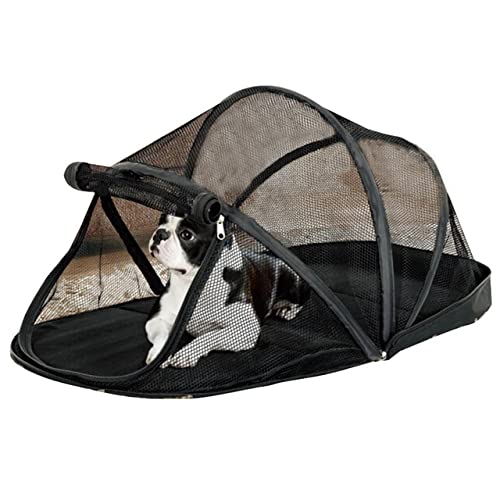 UKKO Haustierbox Tragbarer Hundehauskäfig Für Kleine Hunde Kiste Katze Nettozelt Für Außerhalb des Kennel Faltbaren Haustierwelpen Anti-Moskito-Netzzelte-Black,79X38X33Cm von UKKO