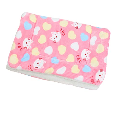 UKKO Hundedecke Haustier Zubehör Matte Herbst Und Winter Verdickung Hund Katze Matte Blanket Warme Schlafmatte Kennel Katze Wurf-Love Pink Cat,M von UKKO