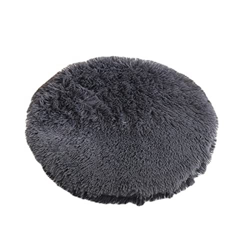 UKKO Hundedecke Runde Haustierhund Matratze Plüsch Flaumige Haustiermatte Katze Bettdecke Matte Geeignet Für Kleine, Mittlere Und Große Hunde Und Katzen-Dark Gray,Diameter 40 cm von UKKO