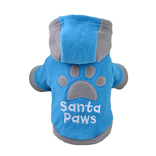 UKKO Hundekleidung Fleece Hundekleidung Hund Hoodie Winter Haustier Hund Manteljacke Kleine Und Mittlere Hundetierkleidung-Blue,M von UKKO