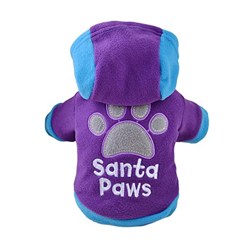 UKKO Hundekleidung Fleece Hundekleidung Hund Hoodie Winter Haustier Hund Manteljacke Kleine Und Mittlere Hundetierkleidung-Purple,M von UKKO