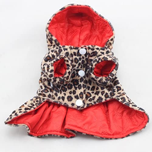 UKKO Hundekleidung Haustier Hund Leopard Print Rock Mantel Kleid Welpen Hoodie Doppelseitig Winter Hund Kleine Hund Welpen Kostüm-A,Xs von UKKO