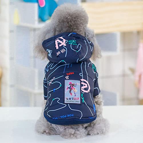 UKKO Hundekleidung Haustier Hund Wintermantel Kleine Hundekleidung Warme Hundejacke Hundemantel Chihuahua Shih Tzu Kleidung-Navy Blue Hood,M von UKKO