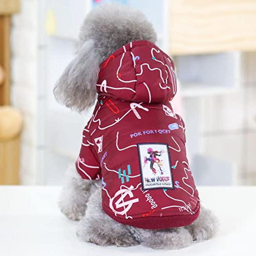 UKKO Hundekleidung Haustier Hund Wintermantel Kleine Hundekleidung Warme Hundejacke Hundemantel Chihuahua Shih Tzu Kleidung-Wine Red Hood,M von UKKO