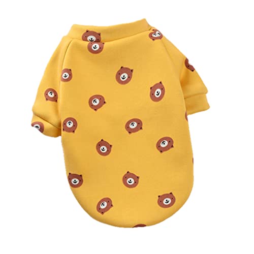 UKKO Hundekleidung Haustier Katze Und Hundekleidung Kleine Hundekatze Frühlingskleidung Netter Druck Mantel Haustier Kleidung Sweatshirt-Bear Yellow,M von UKKO