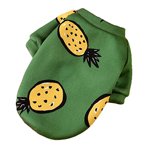 UKKO Hundekleidung Haustier Katze Und Hundekleidung Kleine Hundekatze Frühlingskleidung Netter Druck Mantel Haustier Kleidung Sweatshirt-Pineapple Green,XL von UKKO