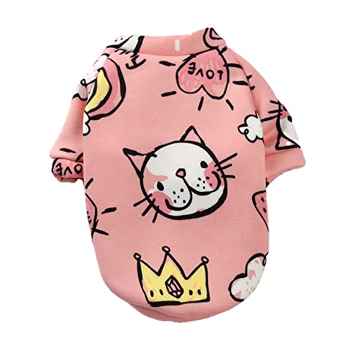 UKKO Hundekleidung Haustier Katze Und Hundekleidung Kleine Hundekatze Frühlingskleidung Netter Druck Mantel Haustier Kleidung Sweatshirt-Rainbow Pink,M von UKKO