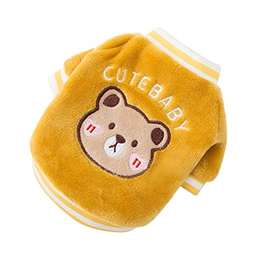 UKKO Hundekleidung Herbst Und Winter Warme Niedliche Bär Korallen Fleece Pullover Kätzchen Und Hund Pullover Welpen Pullover Haustier Gepolsterte Kleidung-Yellow Bear,M von UKKO