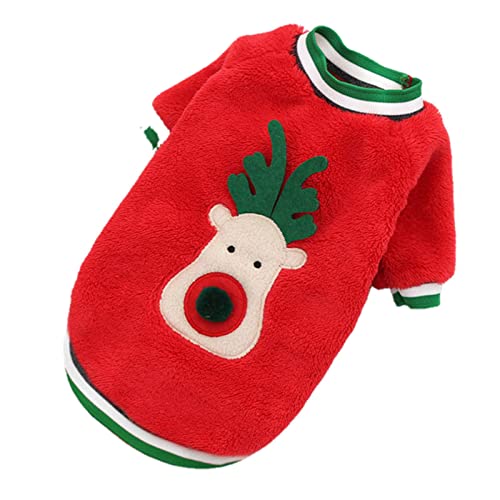 UKKO Hundekleidung Hund Weihnachtskleidung Winter Warme Weiche Fleece Hund Pullover Kleine Hund Welpen Katze Kleidung Jacke-Red,M 2.5-3.5Kg von UKKO