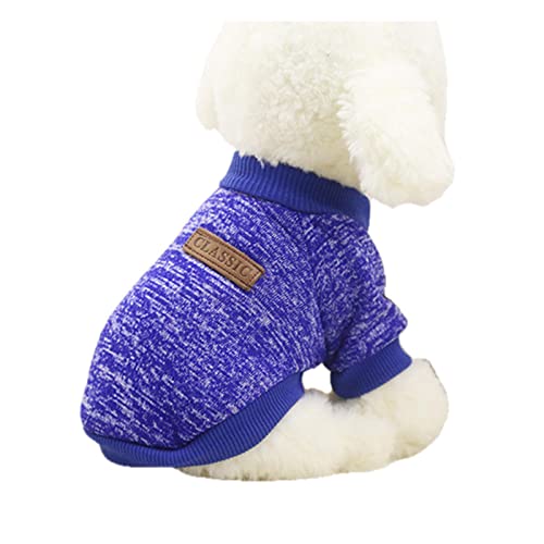 UKKO Hundekleidung Hundekleidung Für Kleine Hunde Weiche Haustierhund-Pullover-Kleidung Für Hund Winter Chihuahua-Kleidung Klassisches Haustier-Outfit-Deep Blue,L von UKKO