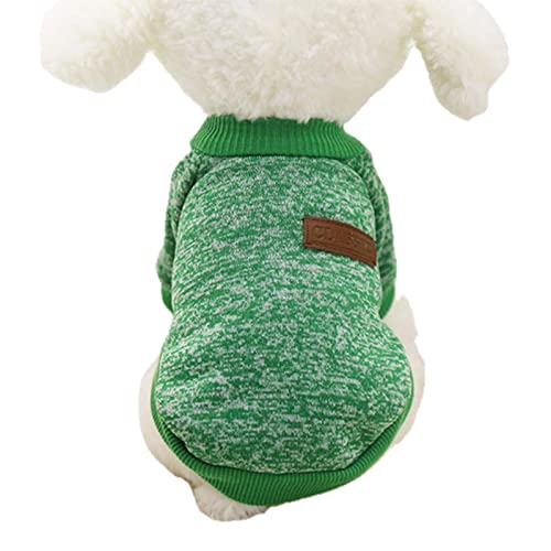 UKKO Hundekleidung Hundekleidung Für Kleine Hunde Weiche Haustierhund-Pullover-Kleidung Für Hund Winter Chihuahua-Kleidung Klassisches Haustier-Outfit-Green,L von UKKO