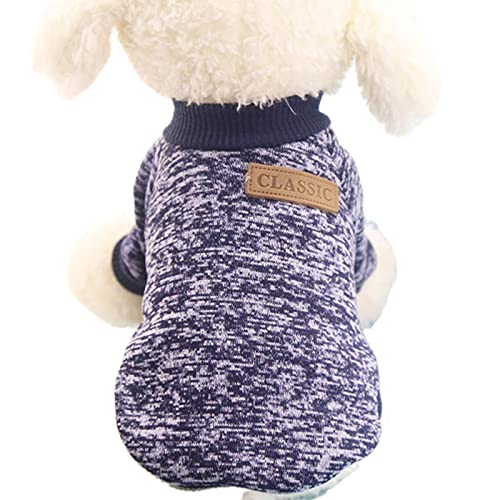 UKKO Hundekleidung Hundekleidung Für Kleine Hunde Weiche Haustierhund-Pullover-Kleidung Für Hund Winter Chihuahua-Kleidung Klassisches Haustier-Outfit-Navy,Xs von UKKO