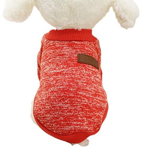 UKKO Hundekleidung Hundekleidung Für Kleine Hunde Weiche Haustierhund-Pullover-Kleidung Für Hund Winter Chihuahua-Kleidung Klassisches Haustier-Outfit-Red,M von UKKO