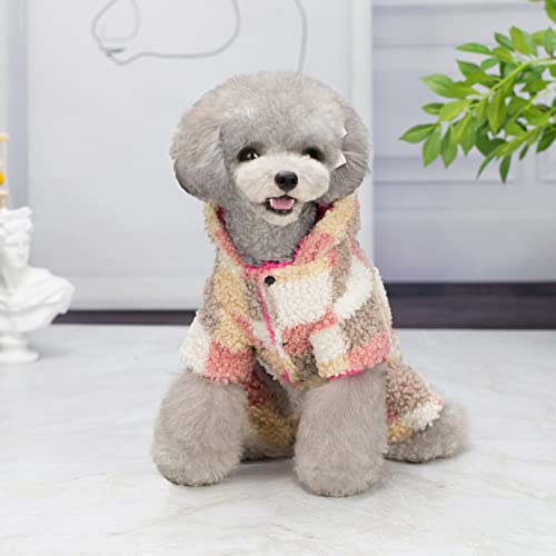 UKKO Hundekleidung Teddy Samt Vierbeinige Karierte Baumwoll-gepolsterte Teddy-Samt-Herbst- und Winter-Hundekleidung-Haustierkleidung-a,S von UKKO