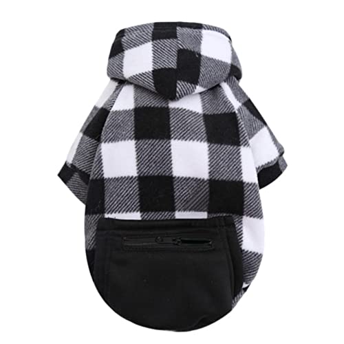 UKKO Hundekleidung Winter Hund Kleidung Plaid Hoodie Verdicken Warme Große Hund Mantel Kleine Mittelgroße Hundekleidung-Black,4XL von UKKO