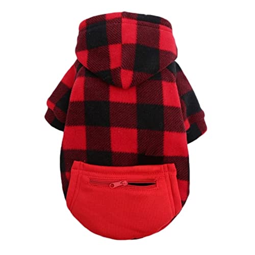 UKKO Hundekleidung Winter Hundekleidung Plaid Hoodie Verdicken Warme Große Hundejacke Kleine Mittelgroße Hundekleidung-Red,3XL von UKKO