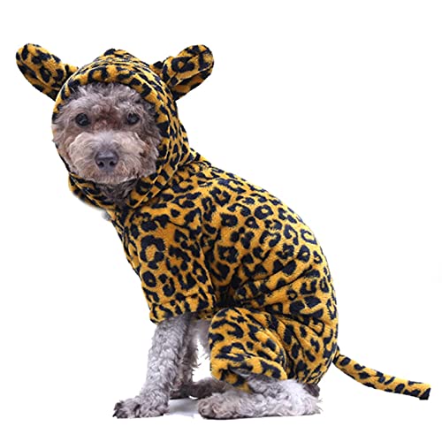 UKKO Hundemantel Haustier Weihnachtskleidung Hund Mantel Mantel Hoodie Warme Hund Jumpsuit Nette Dinosaurier Kostüm Kleines Und Mittleres Hund Kostüm-Cheetah,Xs von UKKO