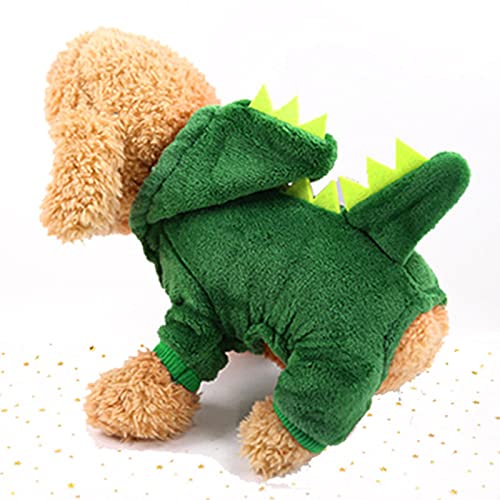 UKKO Hundemantel Haustier Weihnachtskleidung Hund Mantel Mantel Hoodie Warme Hund Jumpsuit Nette Dinosaurier Kostüm Kleines Und Mittleres Hund Kostüm-Green Dinosaur,L von UKKO