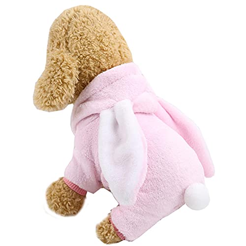 UKKO Hundemantel Haustier Weihnachtskleidung Hund Mantel Mantel Hoodie Warme Hund Jumpsuit Nette Dinosaurier Kostüm Kleines Und Mittleres Hund Kostüm-Pink Bunny,Xs von UKKO