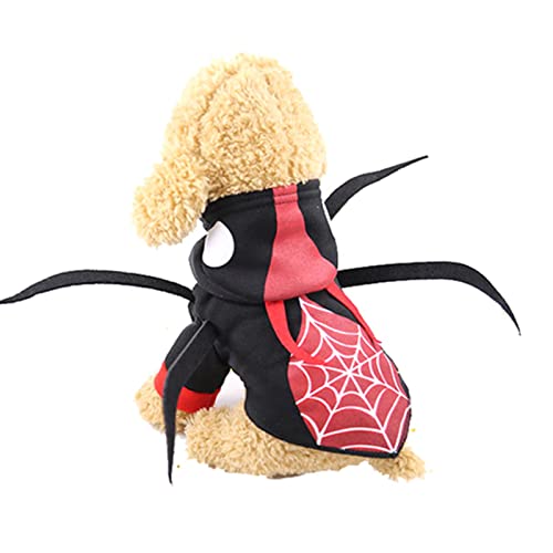 UKKO Hundemantel Haustier Weihnachtskleidung Hund Mantel Mantel Hoodie Warme Hund Jumpsuit Nette Dinosaurier Kostüm Kleines Und Mittleres Hund Kostüm-Red Spider,L von UKKO