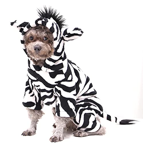 UKKO Hundemantel Haustier Weihnachtskleidung Hund Mantel Mantel Hoodie Warme Hund Jumpsuit Nette Dinosaurier Kostüm Kleines Und Mittleres Hund Kostüm-Zebra,L von UKKO