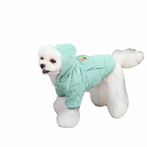 UKKO Hundemantel Hundekleidung Herbst Und Winterkleidung Mantel Teddy Kleine Hund Tierdocht Plus Samt Gepolsterte Zwei-Beinmantel-Green,L von UKKO