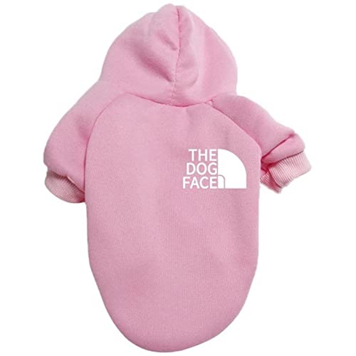 UKKO Hundemantel Mode Herbst Und Winter Pet Kleidung Große Und Kleine Hundekleidung Teddy Corgi Jacke Casual Hoodie Pullover Hund Gesicht-Pink,L von UKKO