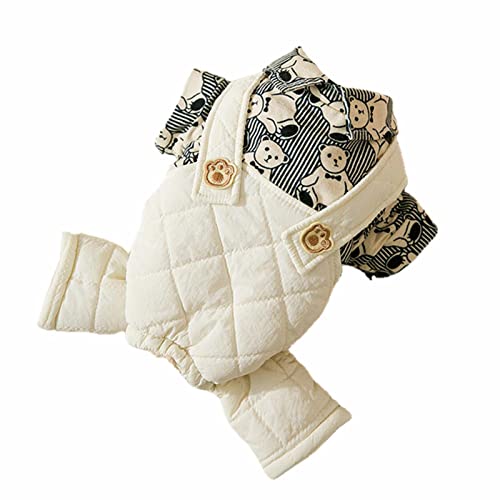 UKKO Hundemantel Verdickter Warmer Warmer Gestreifter Bär Vierbeinige Baumwollgepolsterte Kleidung Für Kleine Und Hunde Teddy Overall Cat Haustier Kleidung-1,L von UKKO