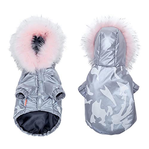 UKKO Hundemantel Warme Hundekleidung Winter Dicke Pelz Pet Pet Welpenjacke Mantel wasserdichte Hund Kostüm Kleidung Für Kleine Mittelgroße Große Hunde, S Bust 40Cm von UKKO