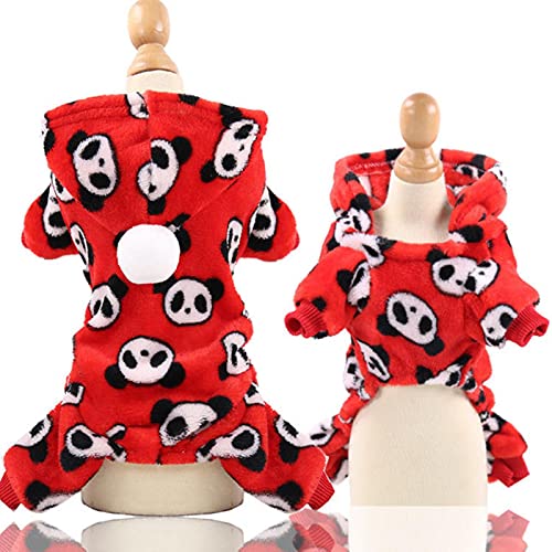 UKKO Hundemantel Winterhundekleidung Weiche Fleece Hund Jumpsuit Warme Haustier Pyjamas Nette Katze Manteljacke Für Bulldogge Chihuahua Hoodies Kleidung-Red Panda A,S von UKKO