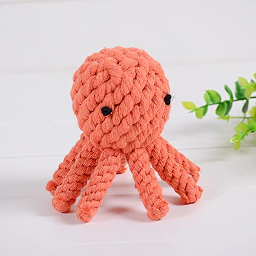 UKKO Hundespielzeug 2 Stücke Niedliche Haustier Spielzeug Gewebtes Baumwollseil Molar Zähne Reinigung Hundebedarf-Orange Octopus 10Cm von UKKO