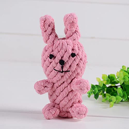 UKKO Hundespielzeug 2 Stücke Niedliche Haustier Spielzeug Gewebtes Baumwollseil Molar Zähne Reinigung Hundebedarf-Pink Rabbit 15Cm von UKKO