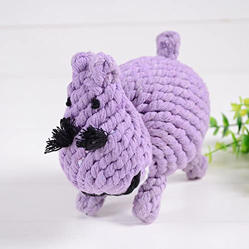 UKKO Hundespielzeug 2 Stücke Niedliche Haustier Spielzeug Gewebtes Baumwollseil Molar Zähne Reinigung Hundebedarf-Purple Hippo 16Cm von UKKO