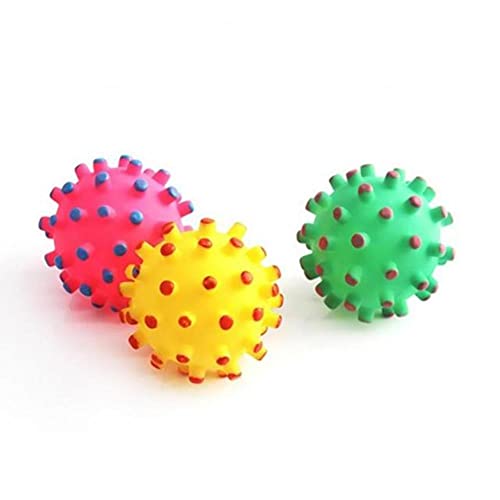 UKKO Hundespielzeug 3 Stücke Weiche Gummi Kugel Pet Spielzeug Welpen Katze Training Gürtel Quietschen Kauen Hund Zubehör-Random Color,3Pc von UKKO