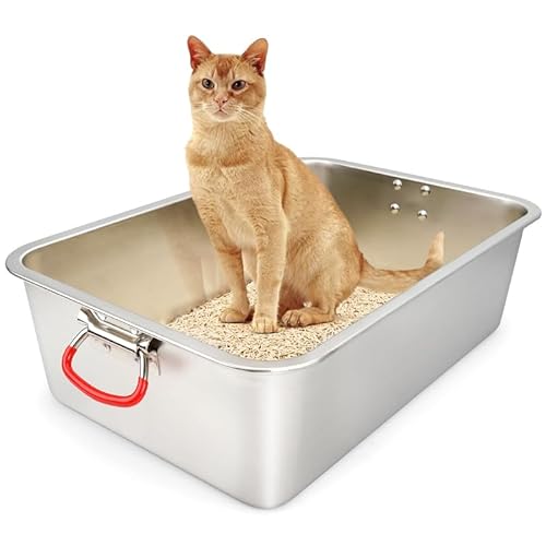 ULIGOTA Cat Litter Tray Stainless Steel Rabbit Litter Tray Large Size Cat Litter Box No Odor & Non Stick & Easy to Clean von ULIGOTA