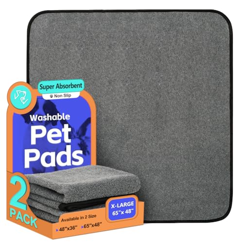 ULIGOTA Pet Playpen Mat 48x65 (2pack) Washable Puppy Pad Dog Pen Mat Soft Fleece Top Waterproof Non-Slip Dog Mat for Dog playpen, Whelping Box, Kennel, Potty Training Bunny Guinea Pig… von ULIGOTA