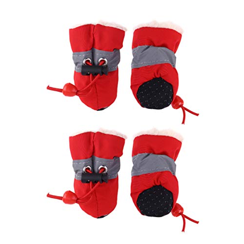 ULTECHNOVO 1 Satz Outdoor-Socken Haustierschuhe für Chihuahua Socken mit Sohlen Hundestiefel sockenschuhe Pfote Hundeschuhe Schuhe für Hunde draussen Schutz Warme Schuhe Schneestiefel rot von ULTECHNOVO