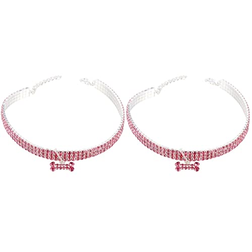 ULTECHNOVO 2 Stücke Gr??e Anh?nger Form Kristall Ring Blendender Hund Verstellbar Gl?nzende K?tzchen Kette Rosa Diamant für Zubeh?r Halskette Hals Knochen Katze Mini L von ULTECHNOVO