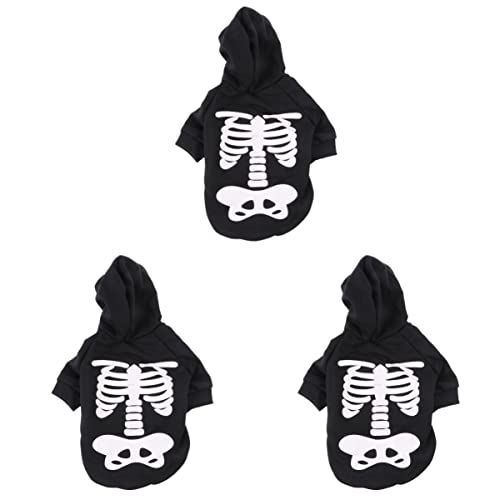 ULTECHNOVO 3st Halloween-kostüme Für Haustiere Hunde-Hoodies Anziehshirt Für Haustiere Halloween-hundekostü Hoodie Für Jungen Skelett-hundekleidung Hündchen Kätzchen Kleiner Hund Baumwolle von ULTECHNOVO