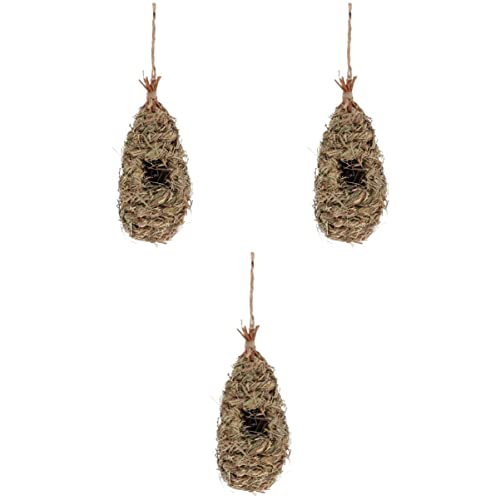 ULTECHNOVO 3st Vogelnest Aus Stroh Hängendes Vogelnest Vogelschutz Vogelnest Für Baum Vogelnester Ornament Finkenkäfig Künstlicher Vogel Haustier Vogelhäuschen Gras Plugin Vogelkäfig von ULTECHNOVO