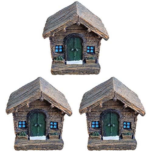 ULTECHNOVO 3st Reptilienbecken Mini-holzhaus-Ornament Desktop-skulptur Aus Harz Dekorationen Für Aquarien Großes Aquarium Reptiliendekor Fischhausverzierung Harz-Aquarium-Ornament Tier Panzer von ULTECHNOVO