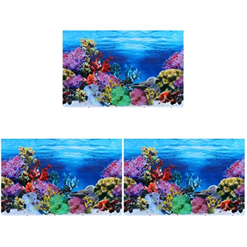 ULTECHNOVO 3-Teiliges Aquarium-Bild Welttapete Stereo-Poster Dekorativ Doppelt Das Riff Meer Hintergrund Dekoration Dekoration Dekor-Poster: Unterwasserlandschaft Doppelseitiger Aufkleber von ULTECHNOVO