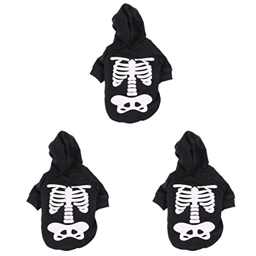 ULTECHNOVO 3St Halloween-Kostüme für Haustiere Skelett-Hoodie Hunde-Halloween-Kostü Halloween kostü Halloween Costume Schlafanzug für änner Nachthemd Skelett-Hundekleidung von ULTECHNOVO