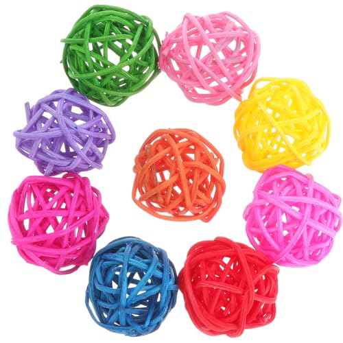 ULTECHNOVO 50pcs Papagei Kauspielzeug Vogel Dekor Vogel Glocke Kauspielzeug Papagei Rattan Ball Spielzeug Karton Katzenhaus Haustier Gewebte Rattan Bälle Vogel Spielzeug Sittich Spielzeug Gras und von ULTECHNOVO