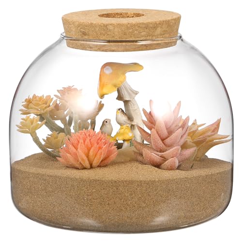 ULTECHNOVO Glas Terrarium Container, Pflanzenvermehrungsstation mit Holzdeckel, Desktop Glas Terrarium Behälter für Pflanzen Sukkulenten und Luftpflanzer von ULTECHNOVO