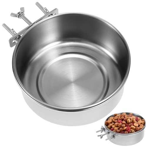 ULTECHNOVO Hundekisten-Wassernapf Edelstahl-Hundefutternapf Auslaufsicherer Haustier-Metallnapf Für Käfig Zwingerkiste Hängender Wassernapf Für Kleine Mittelgroße Große Hunde 16 * 6 cm von ULTECHNOVO